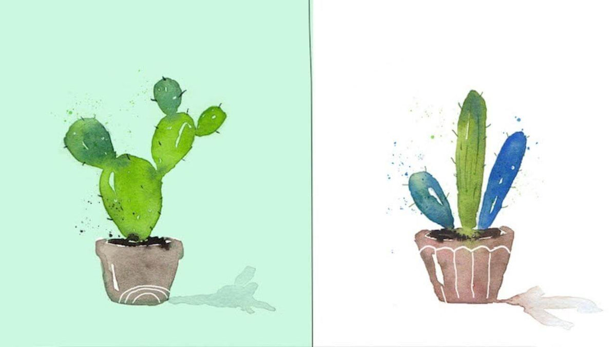 Paint 4 Easy Cacti Using Watercolor