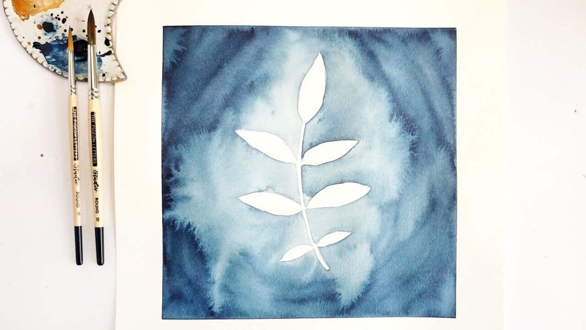 How to make a faux cyanotype watercolor painting
