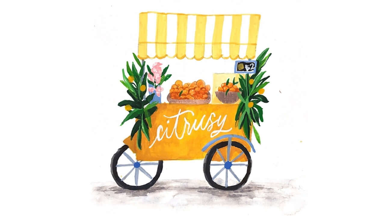 How to paint a street food cart using gouache