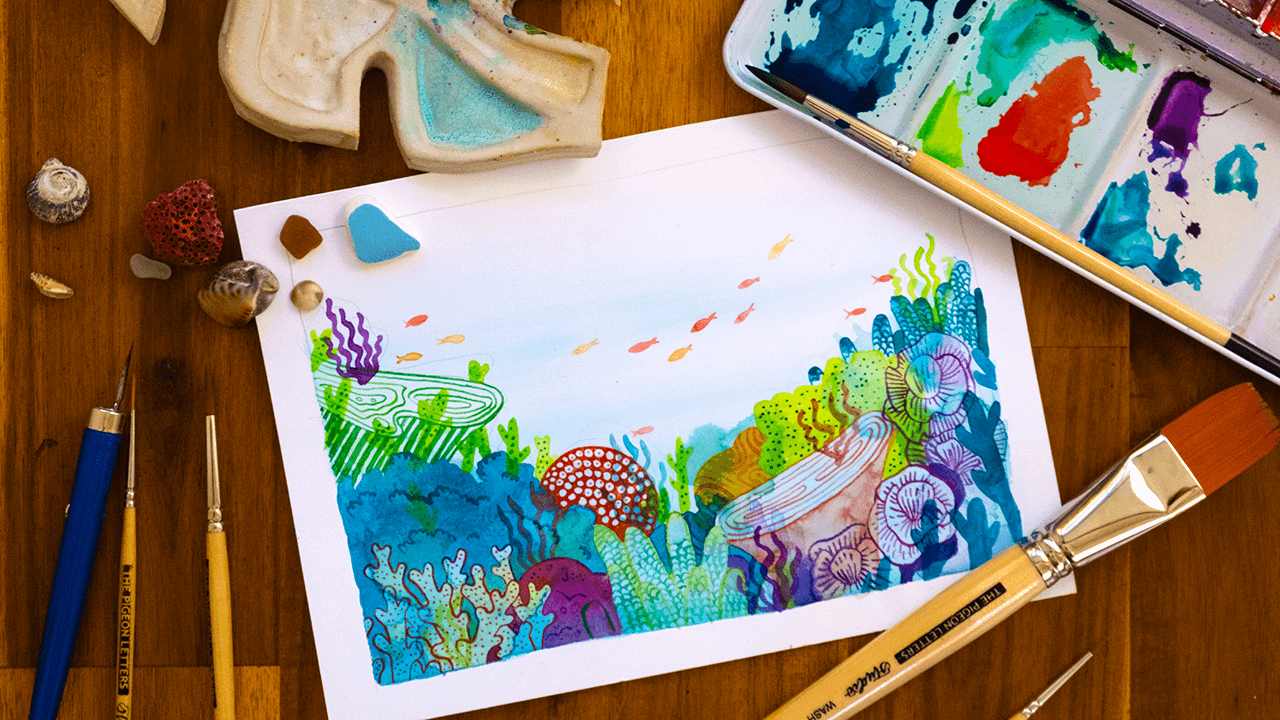 Modern watercolor technique tutorial