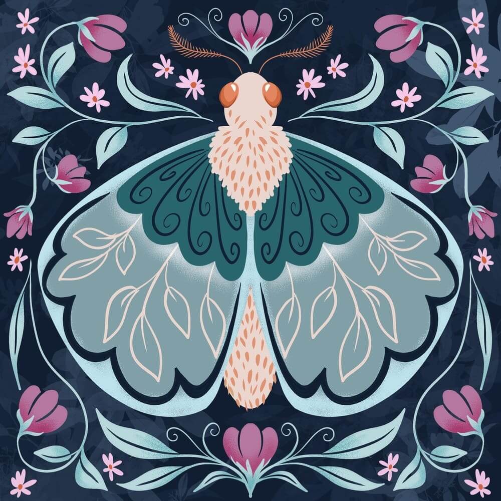 folk art moth procreate