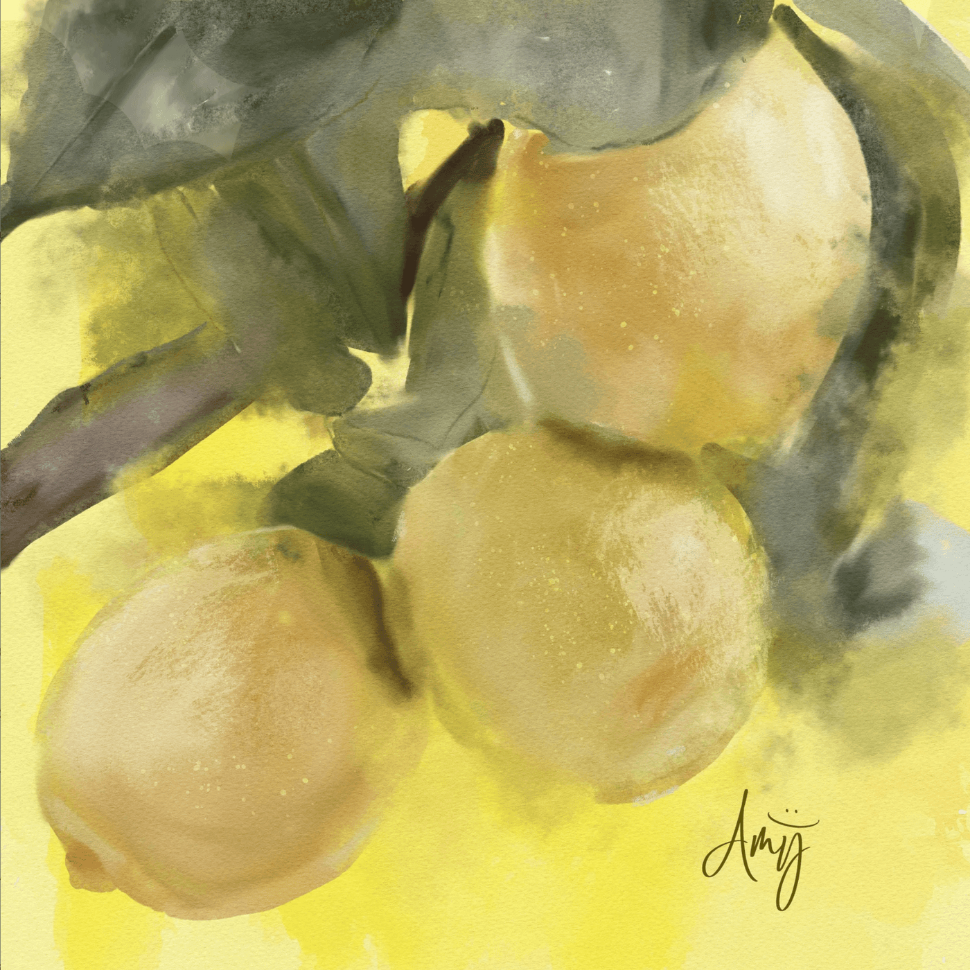 digital oil painting of lemons