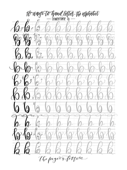 Bundled Lettering Practice Sheets - 10 Ways Uppercase & Lowercase