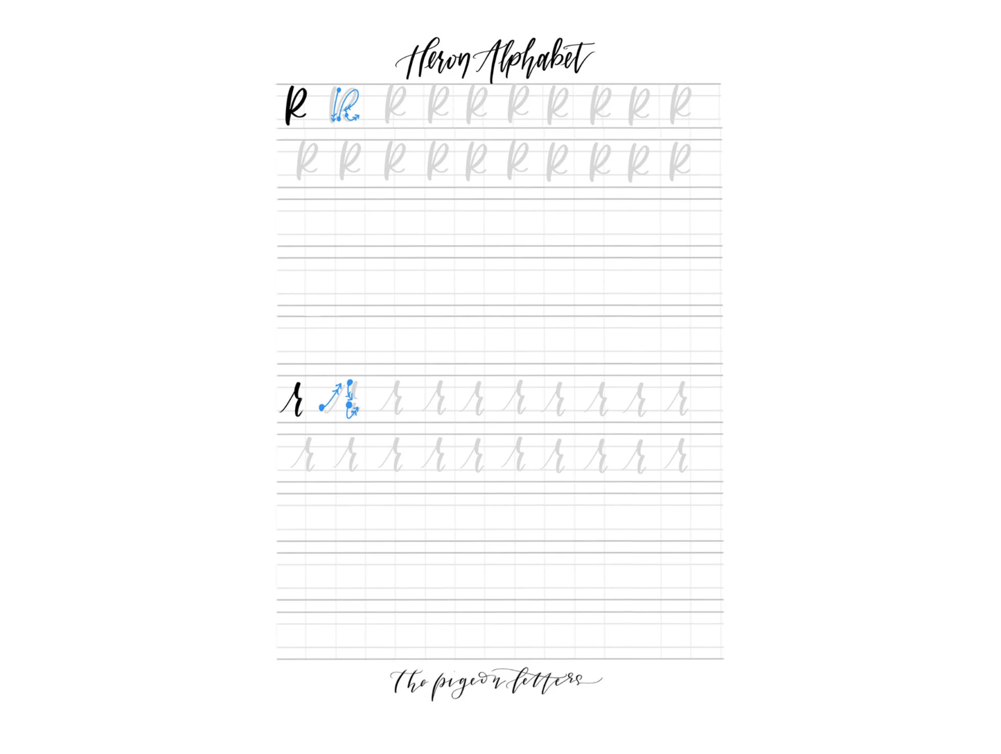 Lettering Practice Sheets - Heron Alphabet