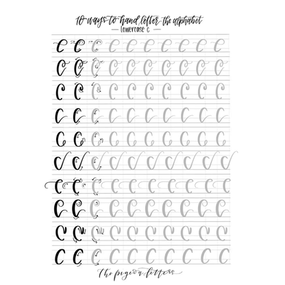 lowercase alphabet lettering sheets