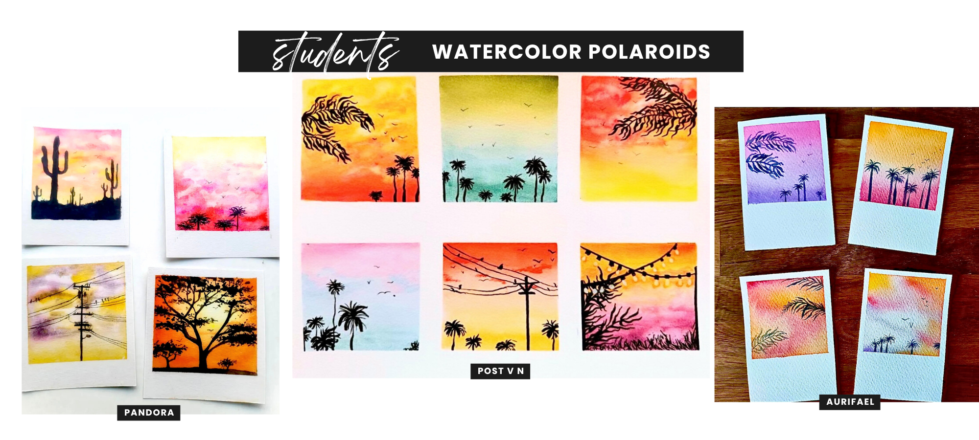 watercolor polaroid-style paintings tutorial