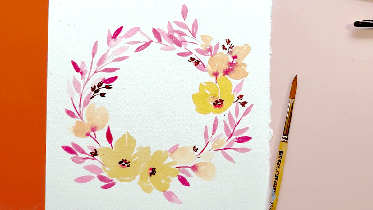 loose watercolor wreath tutorial